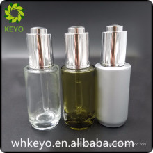 Bouteille de verre de récipient cosmétique transparent de l&#39;huile essentielle de luxe de 30ml avec le compte-gouttes de presse